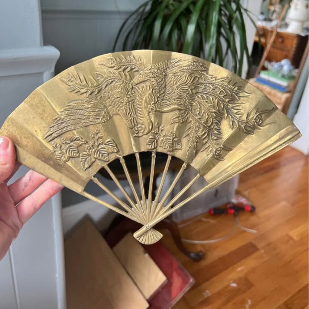Vintage Brass Fan Wall Hanging